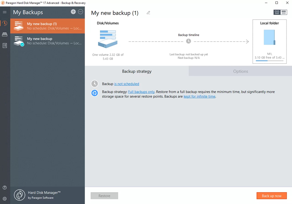 Paragon Backup & Recovery screenshot