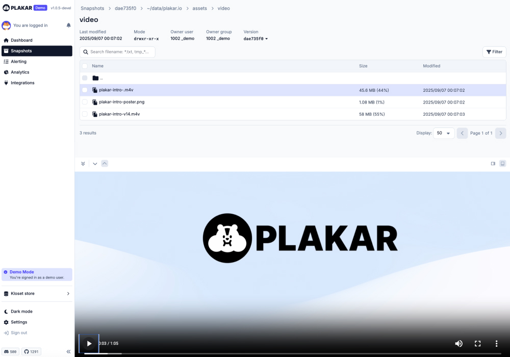 Plakar screenshot