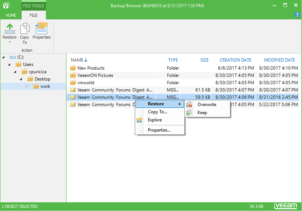 Veeam Agent screenshot